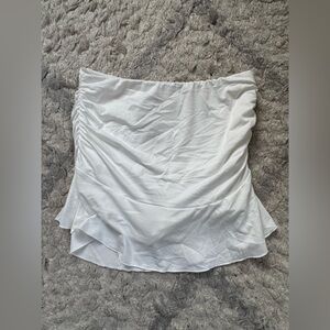 White Ruched Mini Skirt